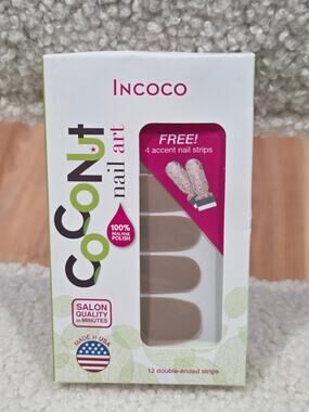 Incoco Coconut Women's 100% Real Polish Nail Art 12 Strips with 4 Accents